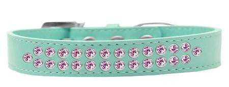 Two Row Light Pink Crystal Size 12 Aqua Dog Collar