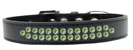 Two Row Lime Green Crystal Size 12 Black Dog Collar