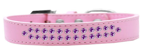 Two Row Purple Crystal Size 18 Light Pink Dog Collar