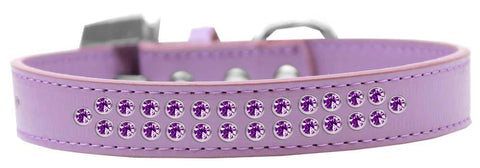 Two Row Purple Crystal Size 16 Lavender Dog Collar