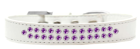 Two Row Purple Crystal Size 16 White Dog Collar