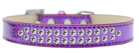 Two Row Clear Crystal Size 12 Purple Ice Cream Dog Collar