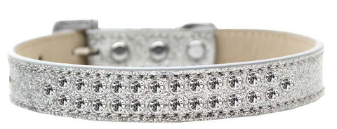 Two Row Clear Crystal Size 16 Silver Ice Cream Dog Collar