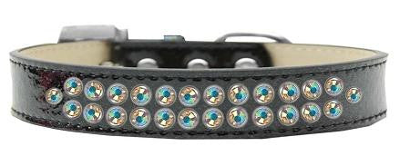 Two Row AB Crystal Size 14 Black Ice Cream Dog Collar