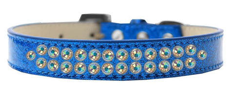 Two Row AB Crystal Size 18 Blue Ice Cream Dog Collar