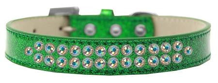 Two Row AB Crystal Size 12 Emerald Green Ice Cream Dog Collar