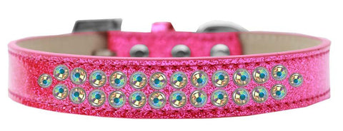 Two Row AB Crystal Size 12 Pink Ice Cream Dog Collar