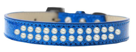 Two Row Pearl Size 20 Blue Ice Cream Dog Collar