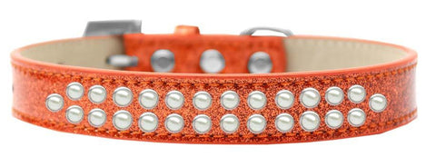 Two Row Pearl Size 12 Orange Ice Cream Dog Collar