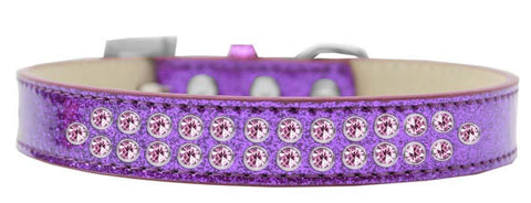 Two Row Light Pink Crystal Size 12 Purple Ice Cream Dog Collar