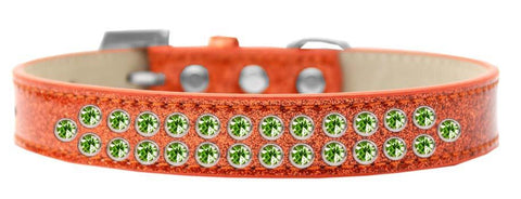 Two Row Lime Green Crystal Size 18 Orange Ice Cream Dog Collar