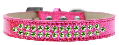 Two Row Lime Green Crystal Size 18 Pink Ice Cream Dog Collar