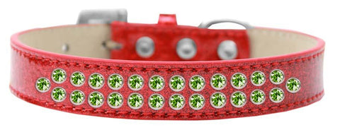 Two Row Lime Green Crystal Size 18 Red Ice Cream Dog Collar