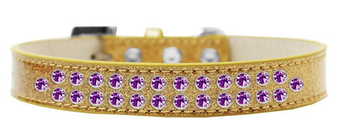 Two Row Purple Crystal Size 18 Gold Ice Cream Dog Collar