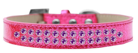 Two Row Purple Crystal Size 12 Pink Ice Cream Dog Collar