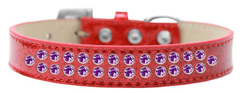 Two Row Purple Crystal Size 18 Red Ice Cream Dog Collar