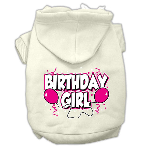 Birthday Girl Screen Print Pet Hoodies Cream Size XL (16)