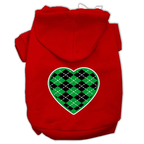 Argyle Heart Green Screen Print Pet Hoodies Red Size XS (8)