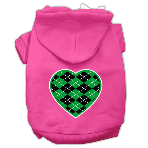 Argyle Heart Green Screen Print Pet Hoodies Bright Pink Size XXL (18)