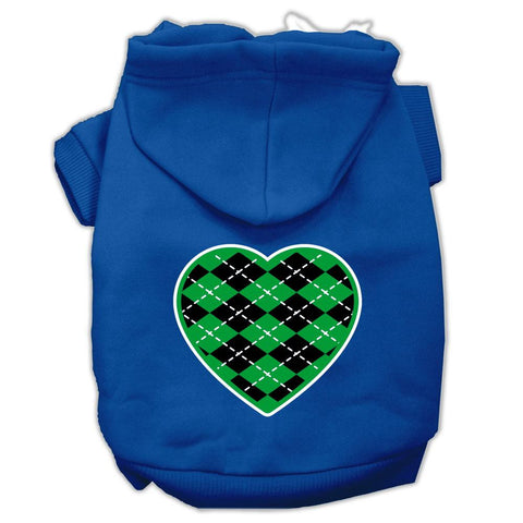 Argyle Heart Green Screen Print Pet Hoodies Blue Size XXXL (20)