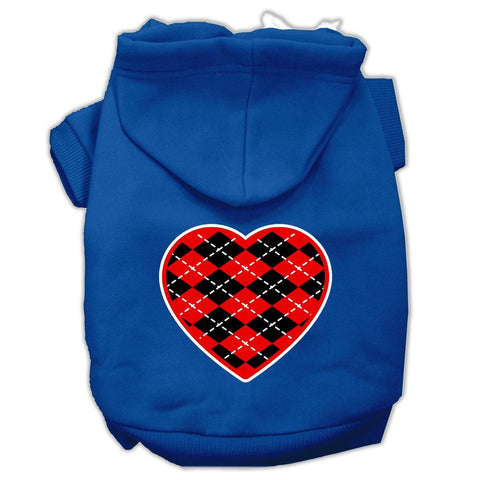 Argyle Heart Red Screen Print Pet Hoodies Blue Size XXL (18)