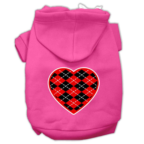 Argyle Heart Red Screen Print Pet Hoodies Bright Pink Size XXL (18)