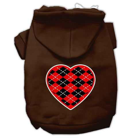 Argyle Heart Red Screen Print Pet Hoodies Brown Size XXXL (20)