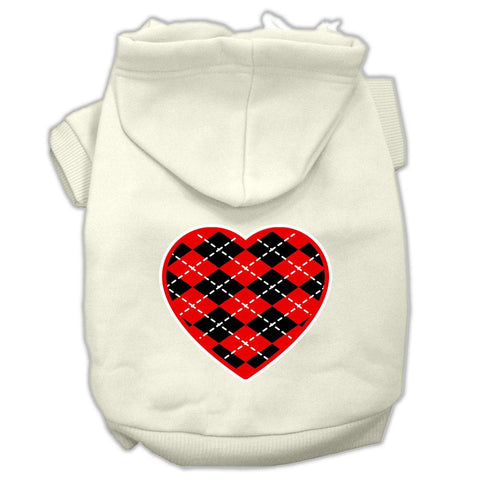 Argyle Heart Red Screen Print Pet Hoodies Cream Size XXXL(20)