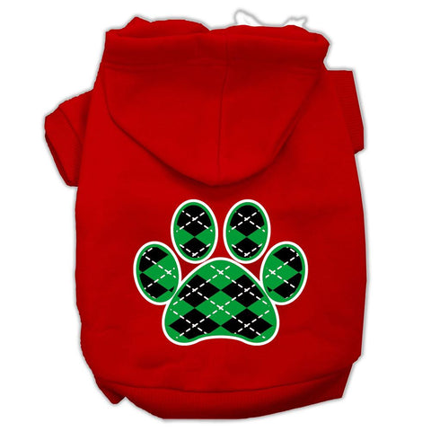 Argyle Paw Green Screen Print Pet Hoodies Red Size Lg (14)