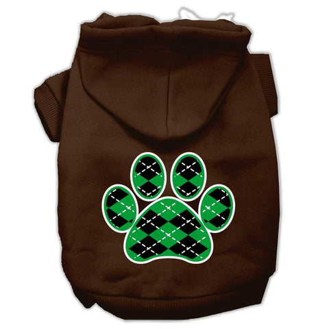 Argyle Paw Green Screen Print Pet Hoodies Brown Size XS (8)