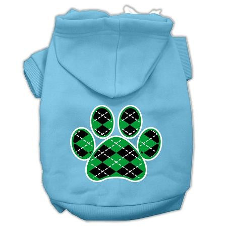 Argyle Paw Green Screen Print Pet Hoodies Baby Blue Size XXXL (20)