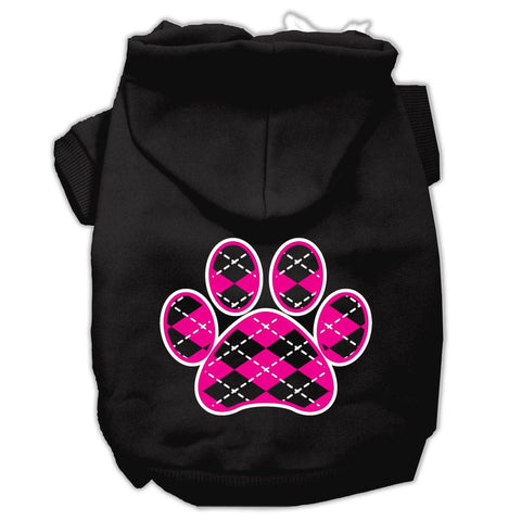 Argyle Paw Pink Screen Print Pet Hoodies Black Size Lg (14)