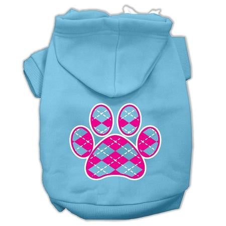 Argyle Paw Pink Screen Print Pet Hoodies Baby Blue Size XXXL (20)