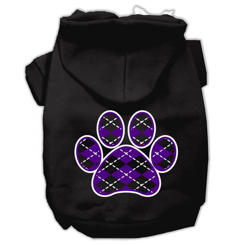 Argyle Paw Purple Screen Print Pet Hoodies Black Size Lg (14)