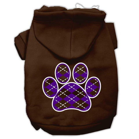 Argyle Paw Purple Screen Print Pet Hoodies Brown Size XXL (18)