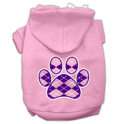 Argyle Paw Purple Screen Print Pet Hoodies Light Pink Size XXXL (20)