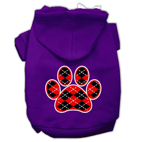 Argyle Paw Red Screen Print Pet Hoodies Purple Size Lg (14)