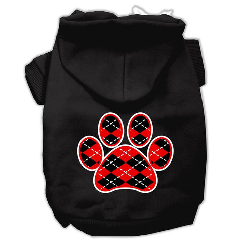 Argyle Paw Red Screen Print Pet Hoodies Black Size Med (12)