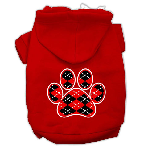 Argyle Paw Red Screen Print Pet Hoodies Red Size Sm (10)