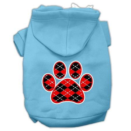 Argyle Paw Red Screen Print Pet Hoodies Baby Blue Size XXL (18)