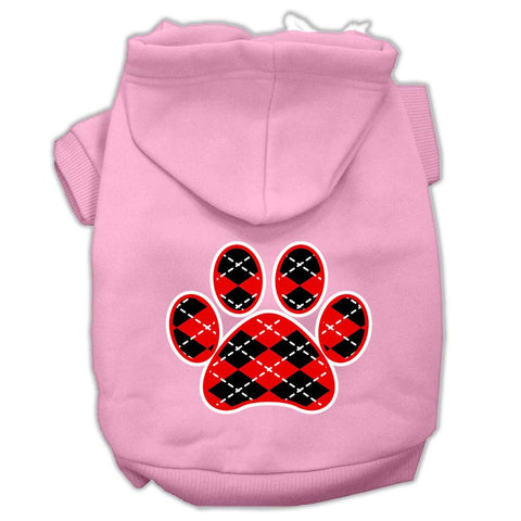 Argyle Paw Red Screen Print Pet Hoodies Light Pink Size XXL (18)