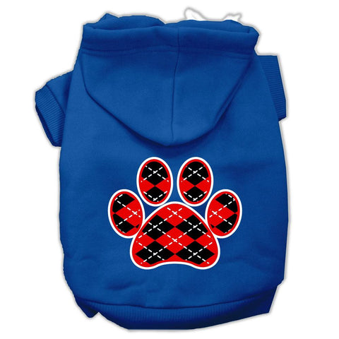 Argyle Paw Red Screen Print Pet Hoodies Blue Size XXXL (20)