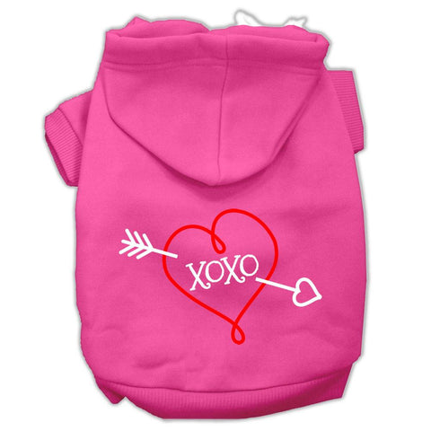 XOXO Screen Print Pet Hoodies Bright Pink Size Lg (14)