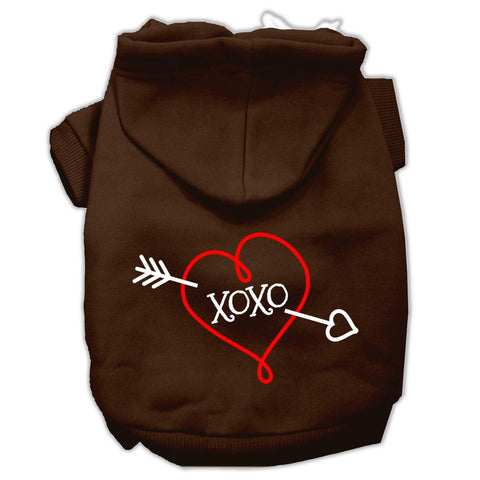 XOXO Screen Print Pet Hoodies Brown Size Lg (14)