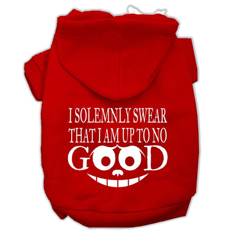 Up to No Good Screen Print Pet Hoodies Red Size Lg (14)