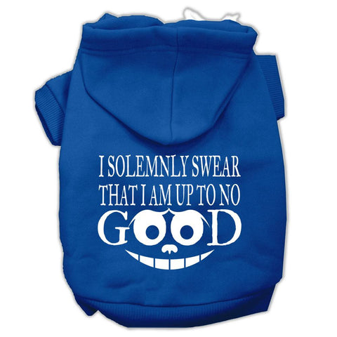 Up to No Good Screen Print Pet Hoodies Blue Size XS (8)