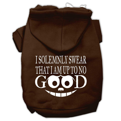 Up to No Good Screen Print Pet Hoodies Brown Size XS (8)