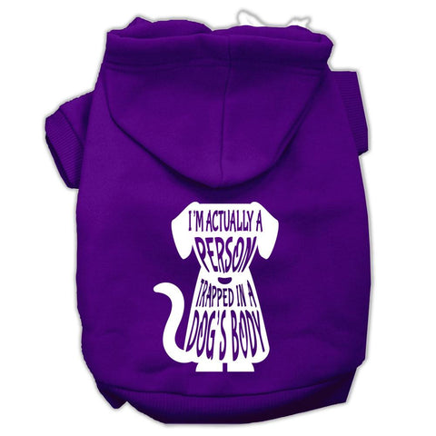 Trapped Screen Print Pet Hoodies Purple Size XS (8)