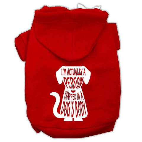 Trapped Screen Print Pet Hoodies Red Size XS (8)