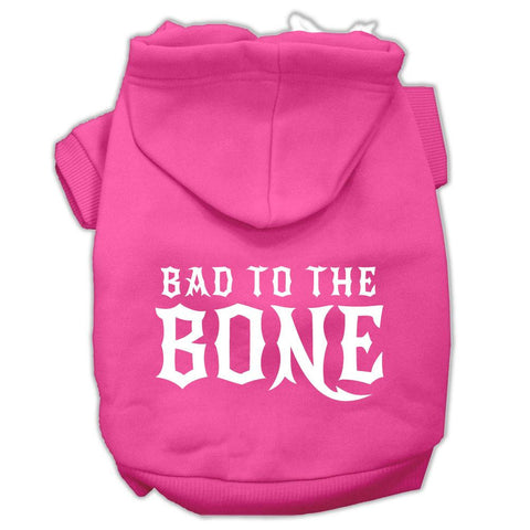 Bad to the Bone Dog Pet Hoodies Bright Pink Size XS (8)